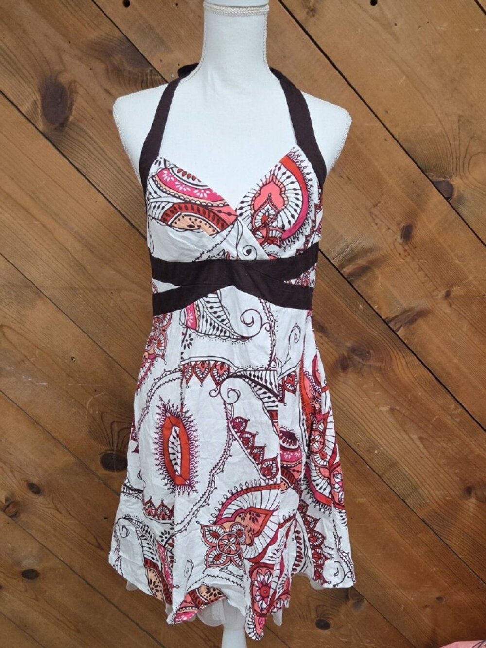 Vintage Y2K Ruby Rox Paisley Halter Dress Sz 13 Boho Fairycore Handkerchief Hem